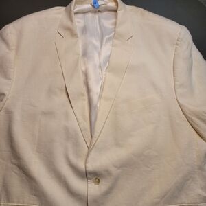 Lauren Ralph Lauren Mens Blazer Sport Coat 100% Linen White Creamy 54L